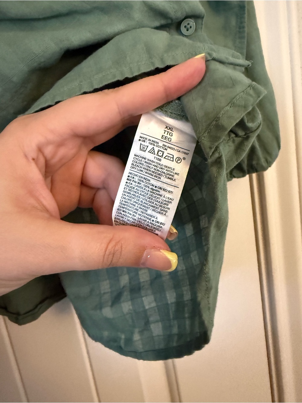 Old Navy Sage Green Button-Front Peasant Blouse - Picture 4 of 5